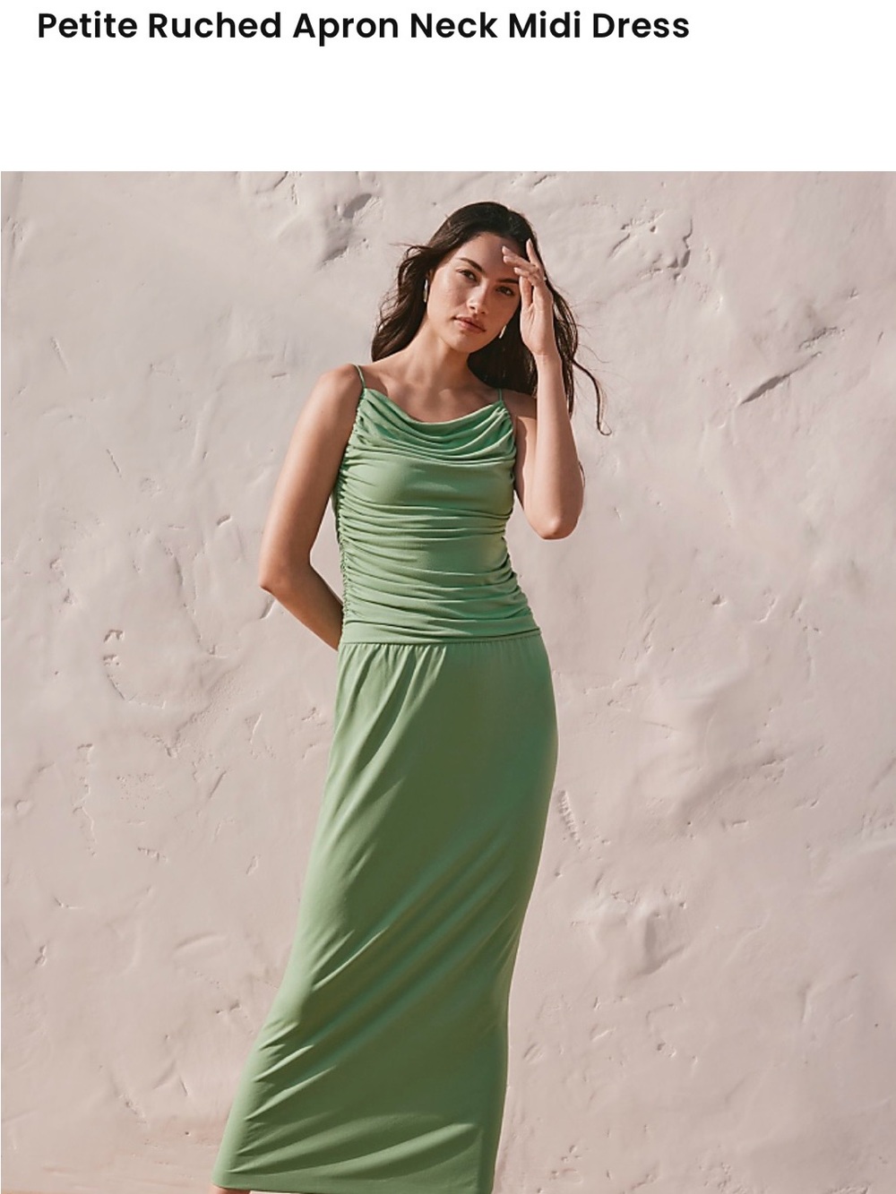 LOFT Ruched Apron Neck Midi Dress - Sage Green